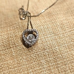 HMJ Diamond Floating Necklace for Women,1Carat Moissanite Dancing Heart Pendant.